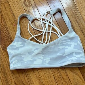 lululemon athletica Free to Be Wild Light Gray Camo Strappy-Back Sports Bra
